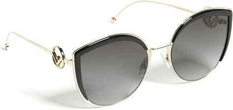 Fendi Women's Round Slight Cat Eye Sunglasses, Black/Dark 